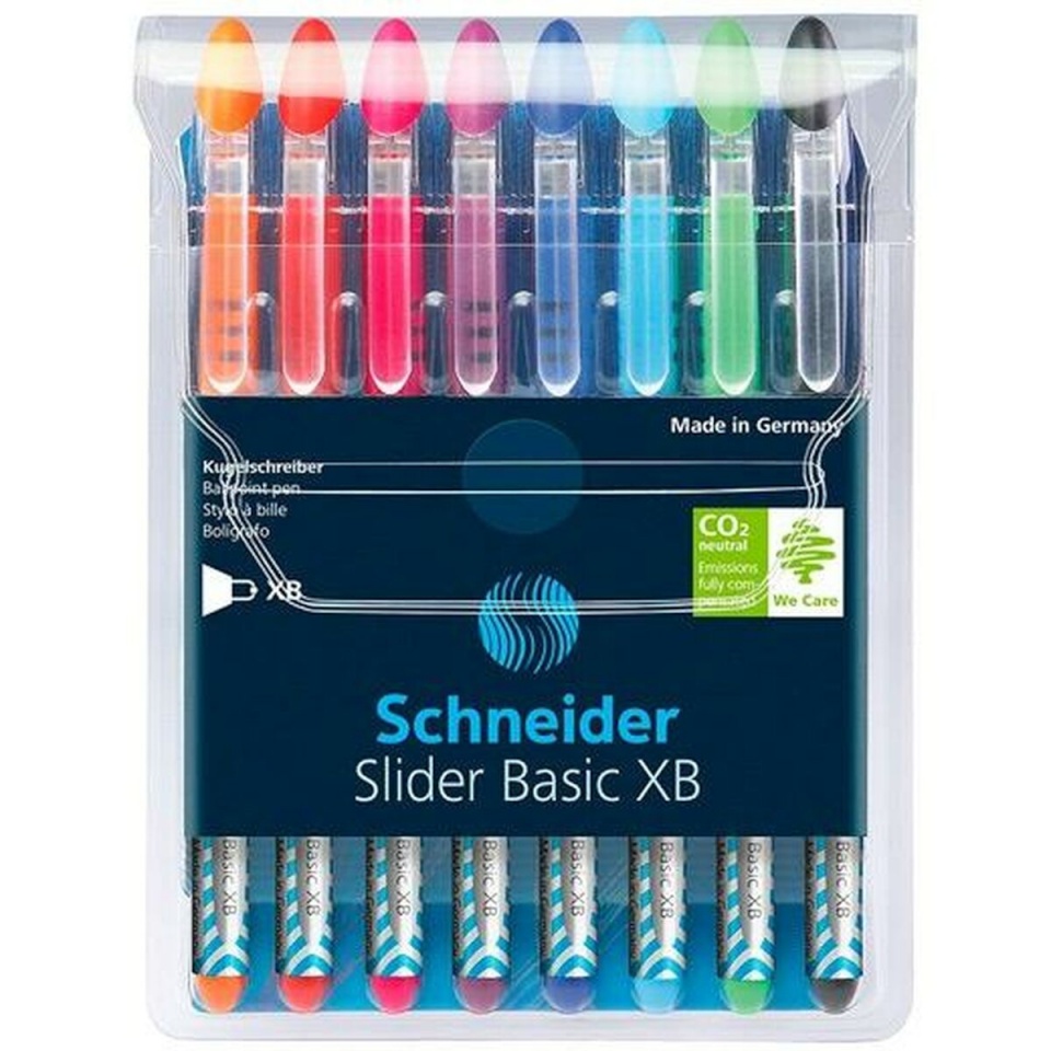 Schneider Biro pastapliiatsite komplekt Slider Basic Mitmevärviline 8 Tükid, osad