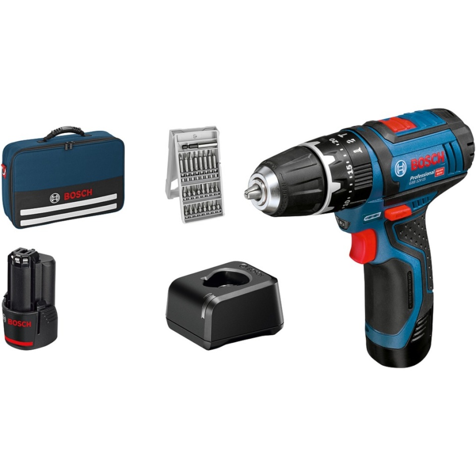 Bosch akutrell Professional Cordless Combi Drill GSB 12V-15, sinine/must