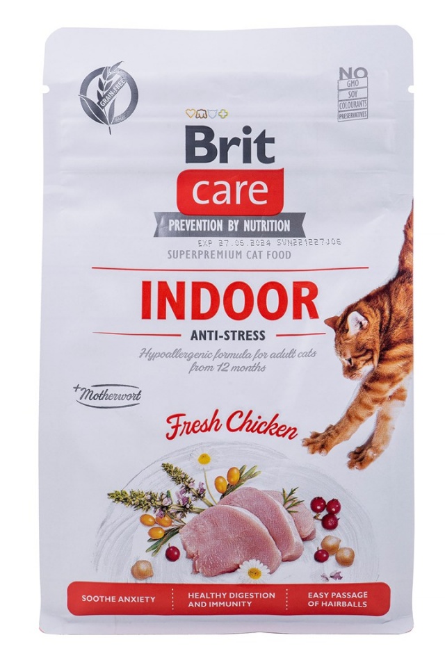 Brit kuivtoit kassile Care Grain-Free Adult Indoor Anti-Stress - Dry cat Food- 400 g