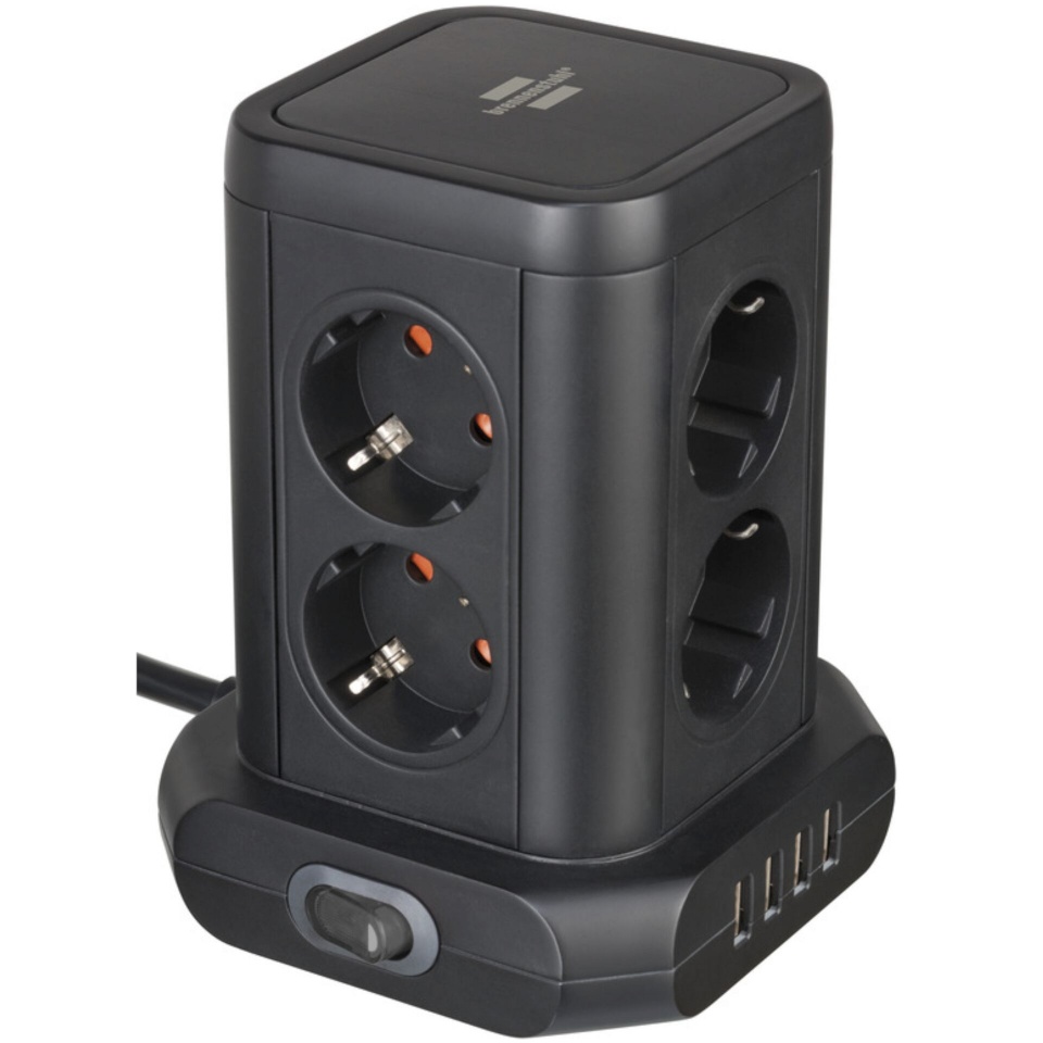 Brennenstuhl pikendusjuhe Socket Tower 8-fold with 4 USB 2m, must