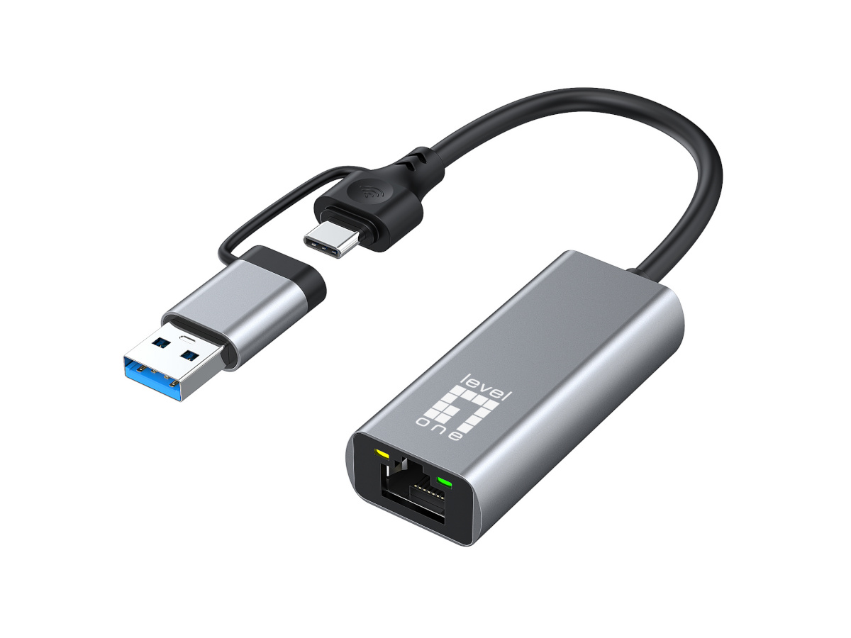 Level One Adapter USB-C + USB-A -> RJ45 10/100/1000/2500 gr