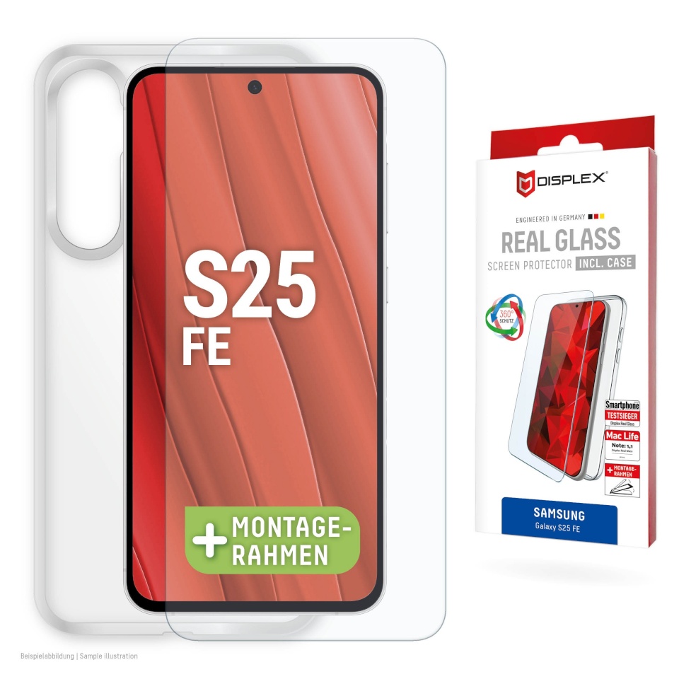 Displex kaitseklaas Samsung Galaxy S25 FE Real Screen Glass + Case By Transparent