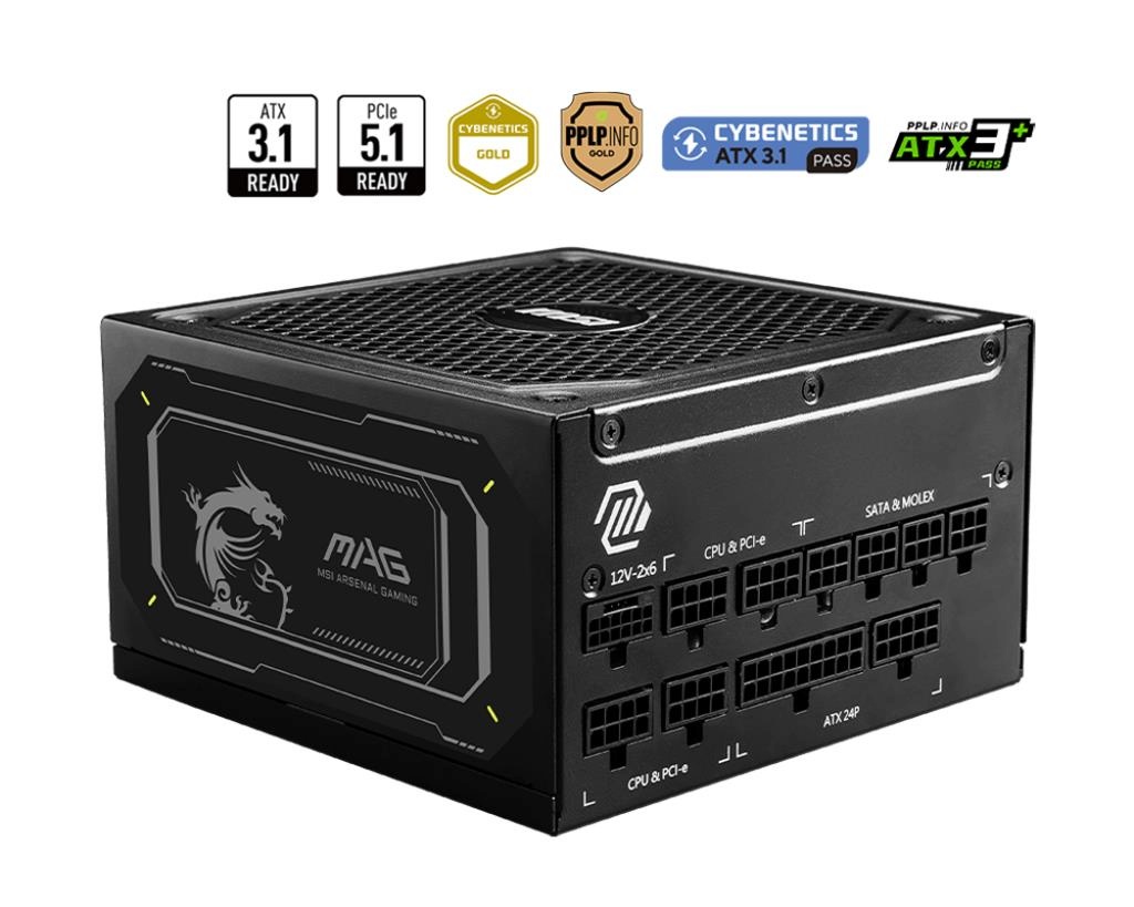 MSI toiteplokk MAG A1000GL PCIE5 II 1 000 80PLUS kuldne F.MODUL
