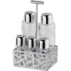 Alessi komplekt MSA16 Cactus Condiment Set - Oil, Vinegar, S+P, Spices, hõbedane