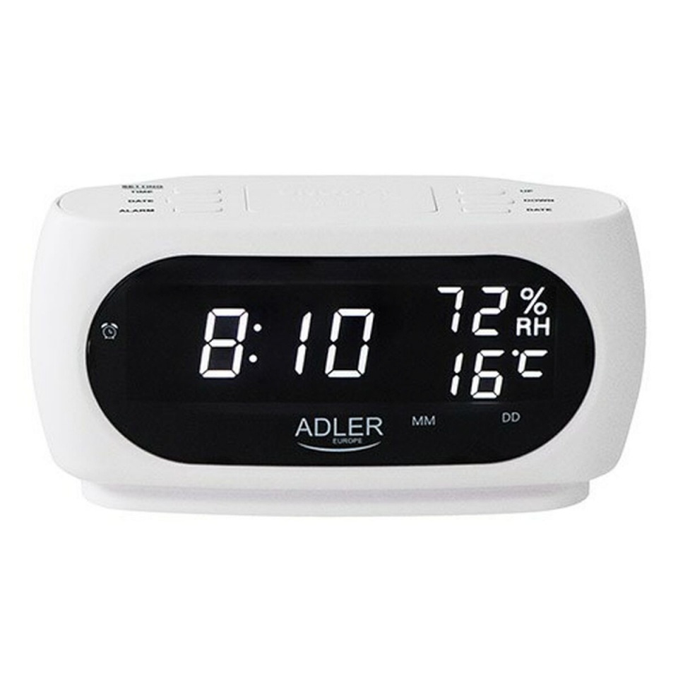 Adler lauakell AD 1186w LED Clock with Thermometer, valge