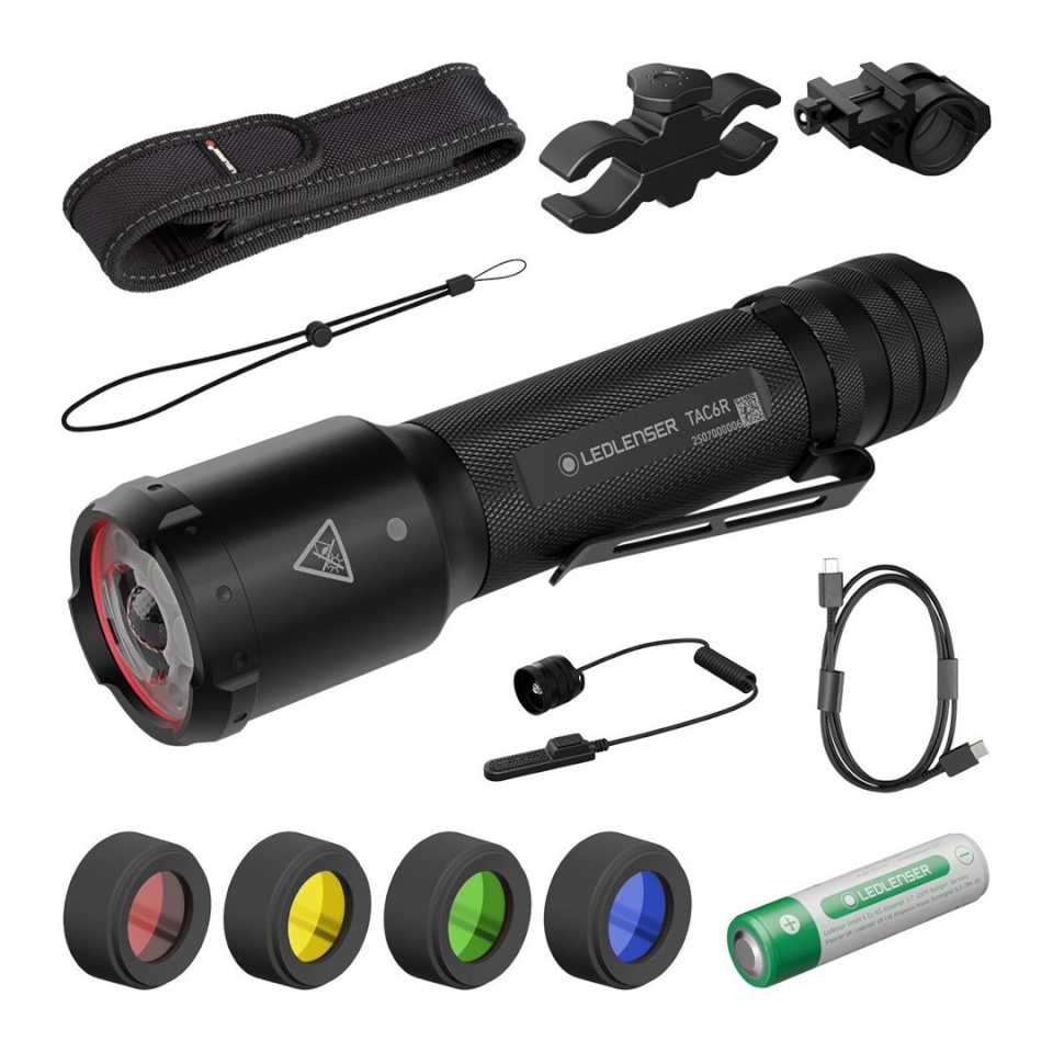 Ledlenser taskulamp TAC6R Tactical Outdoor Set Tactical flashlight 2000 lm with accessories
