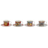 Home ESPRIT Kruuside Komplekt Alustassidega kollane punane Portselan 220ml 15,6x15,6x1,7cm (4tk)