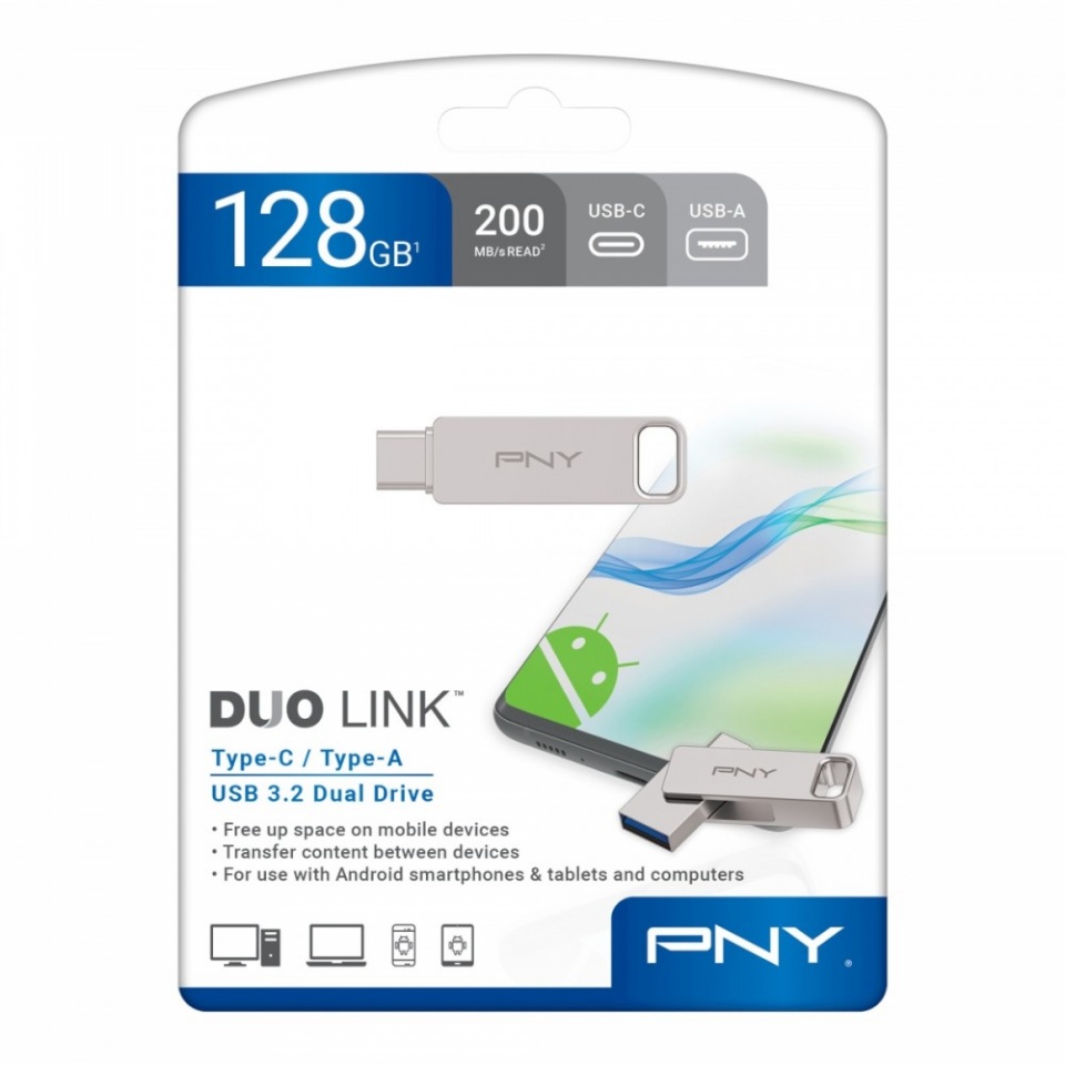 PNY mälupulk Pendrive 128GB USB 3.2 Duo-Link P-FDI128DULINKTYC-GE
