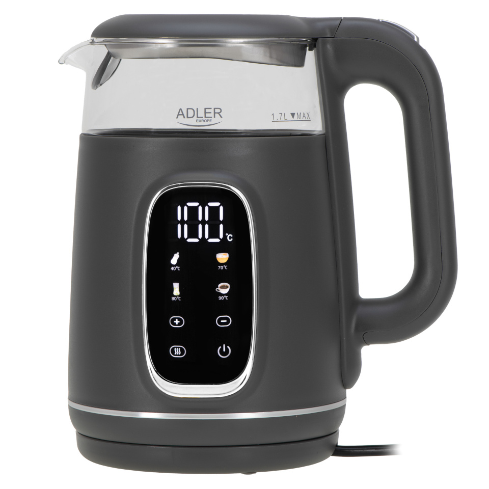 Adler veekeetja AD 1305 Electric Kettle Glass with LED Display, hall