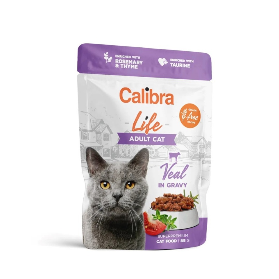 Calibra kassitoit Cat Life Adult Veal in Gravy, 85g