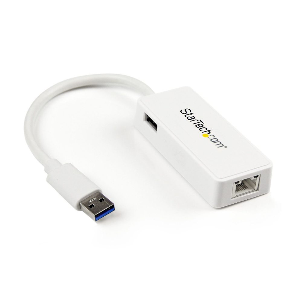StarTech USB 3.0 SuperSpeed auf Gigabit Ethernet Lan Adapter mit USB Port - 10/100/1000 RJ45 NIC Netzwerkadapter - St/Bu - W