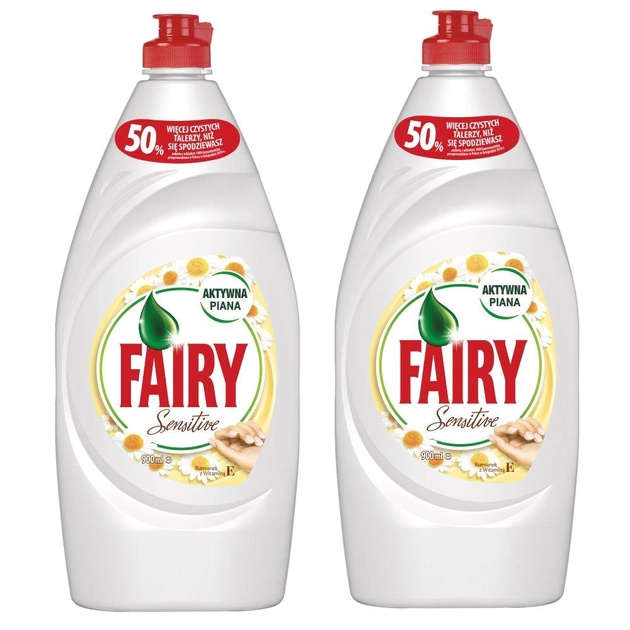Fairy nõudepesuvedelik Sensitive Chamomile & Vitamin E, 2x 900ml