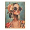 H4Y seinapilt raamiga 80x100cm, naine lilledega