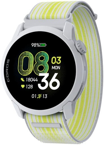 Coros Watch Pace 4 spordikell, valge nailonrihmaga