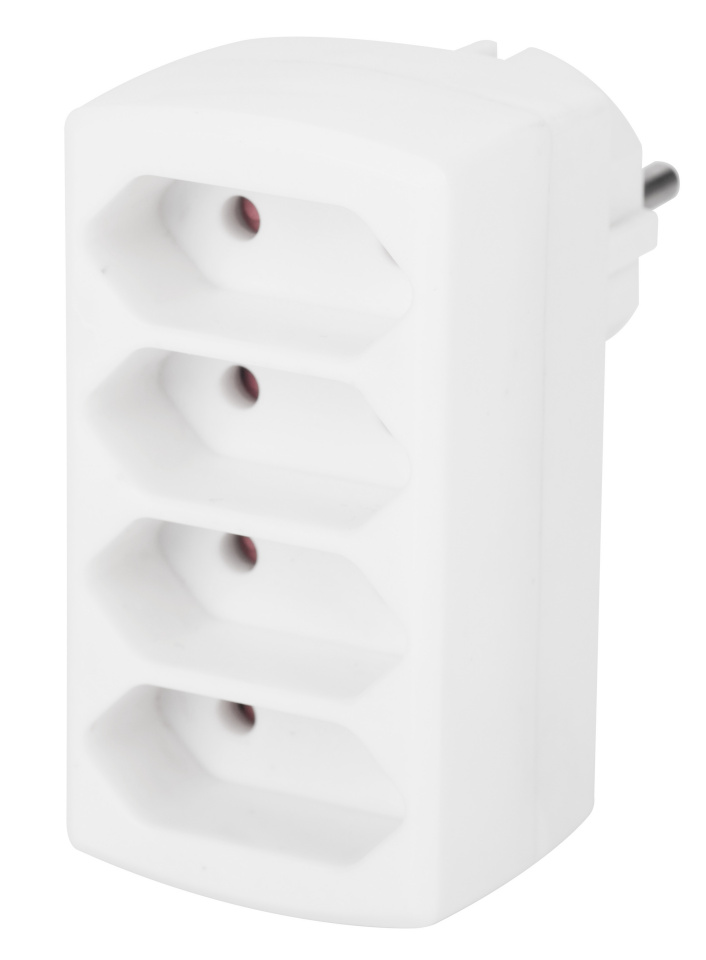 Fuj:tech toitepistiku jaotur 4-Way Power Outlet Splitter, valge