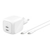Belkin laadija akulaadija Dual USB-C 50W PD PPS+1m Kabel WCH019kq1MWH-B6