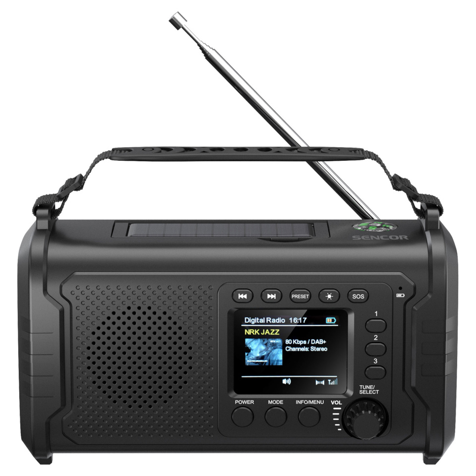 Sencor Päikesepatarei ja dünamoga raadio SRD1090SCLDB