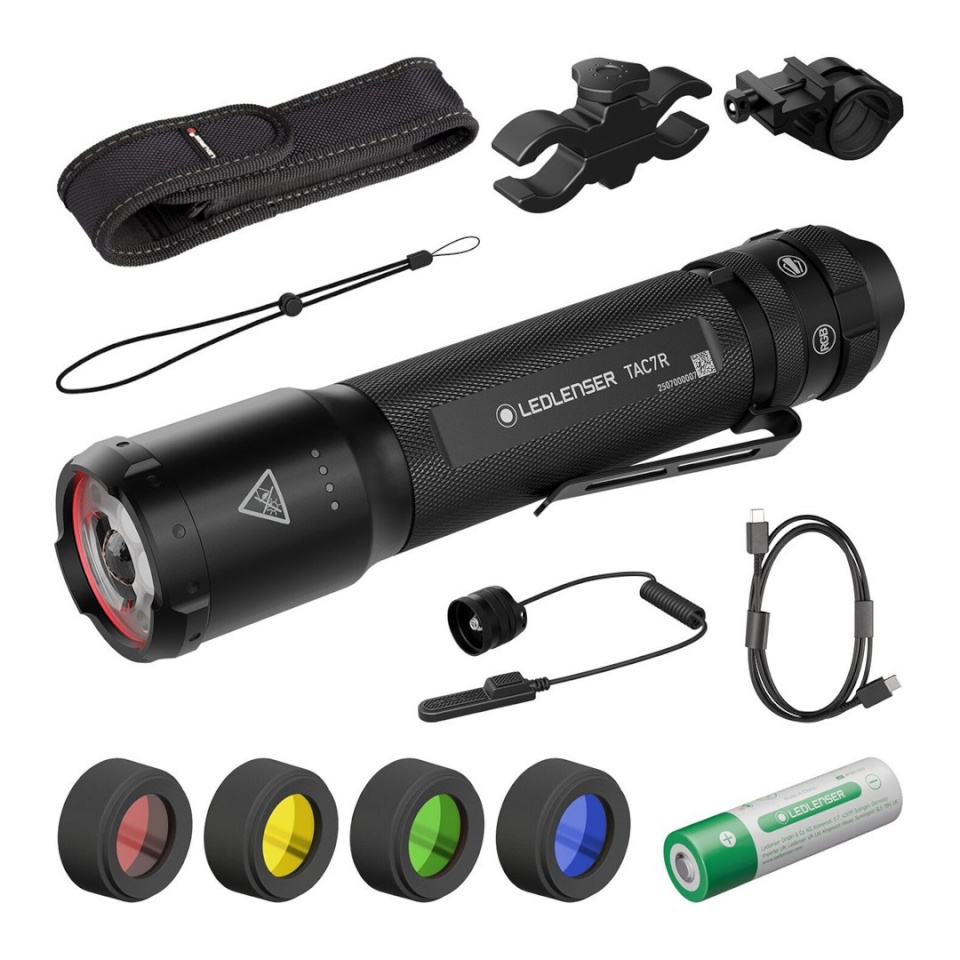 Ledlenser taskulamp TAC7R Tactical Outdoor Set Tactical flashlight 3200 lm with accessories