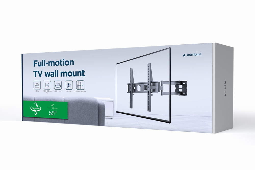 Gembird seinakinnitus TV Wall Mount WM-55ST-03 Full-Motion, 32"-55"