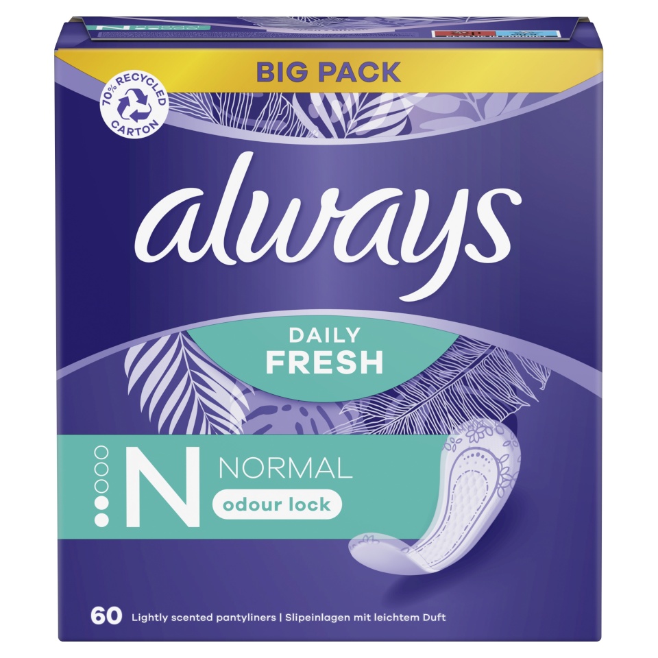 Always Daily Fresh Normal Pesukaitsmed, 60 tk