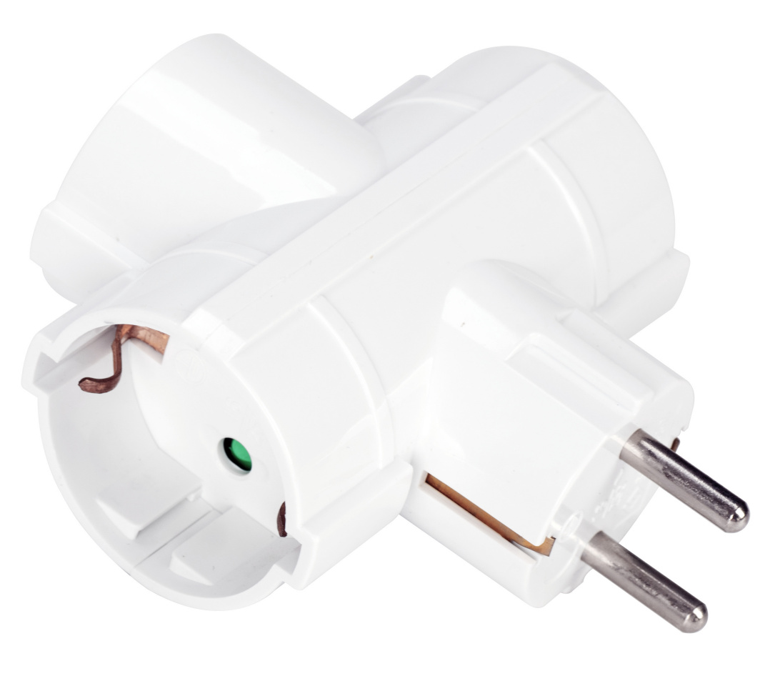 Fuj:tech toitepistiku jaotur 3-Way Power Plug Splitter, valge