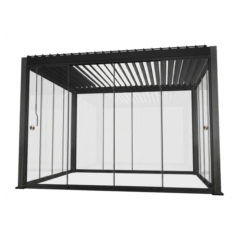 H4Y varikatus MIRADOR-111 3x3m klaasist lükandseintega, tumehall