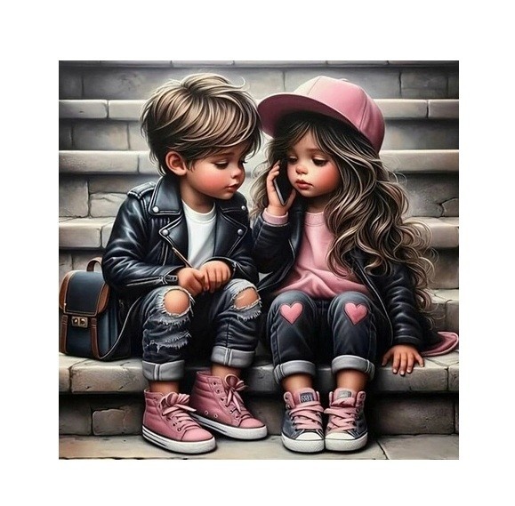 Norimpex Diamond mosaic - Girl and boy on the stairs