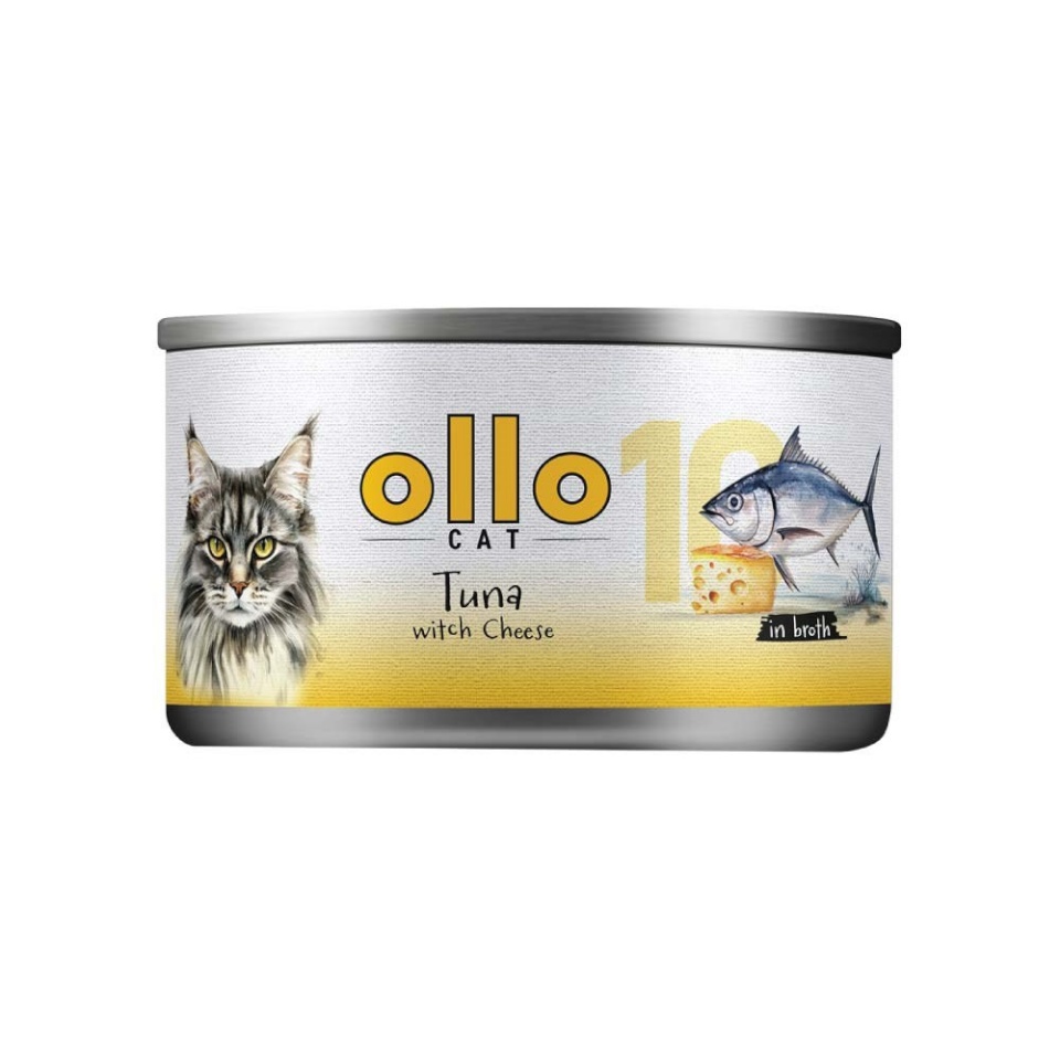 Ollo kassitoit Cat nr 10 Tuna & Cheese in Broth, 70g