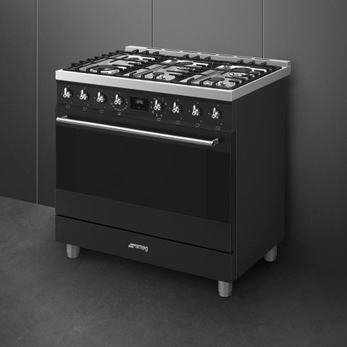 Smeg gaasipliit C9GMMB2 Classic, elektriahi, aurupuhastus, 90 cm, matt must