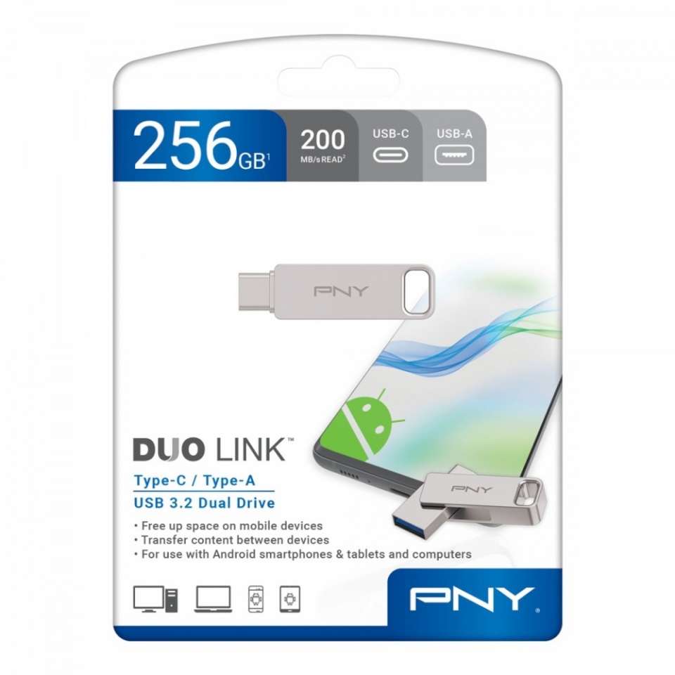 PNY mälupulk Pendrive 256GB USB 3.2 Duo-Link P-FDI256DULINKTYC-GE