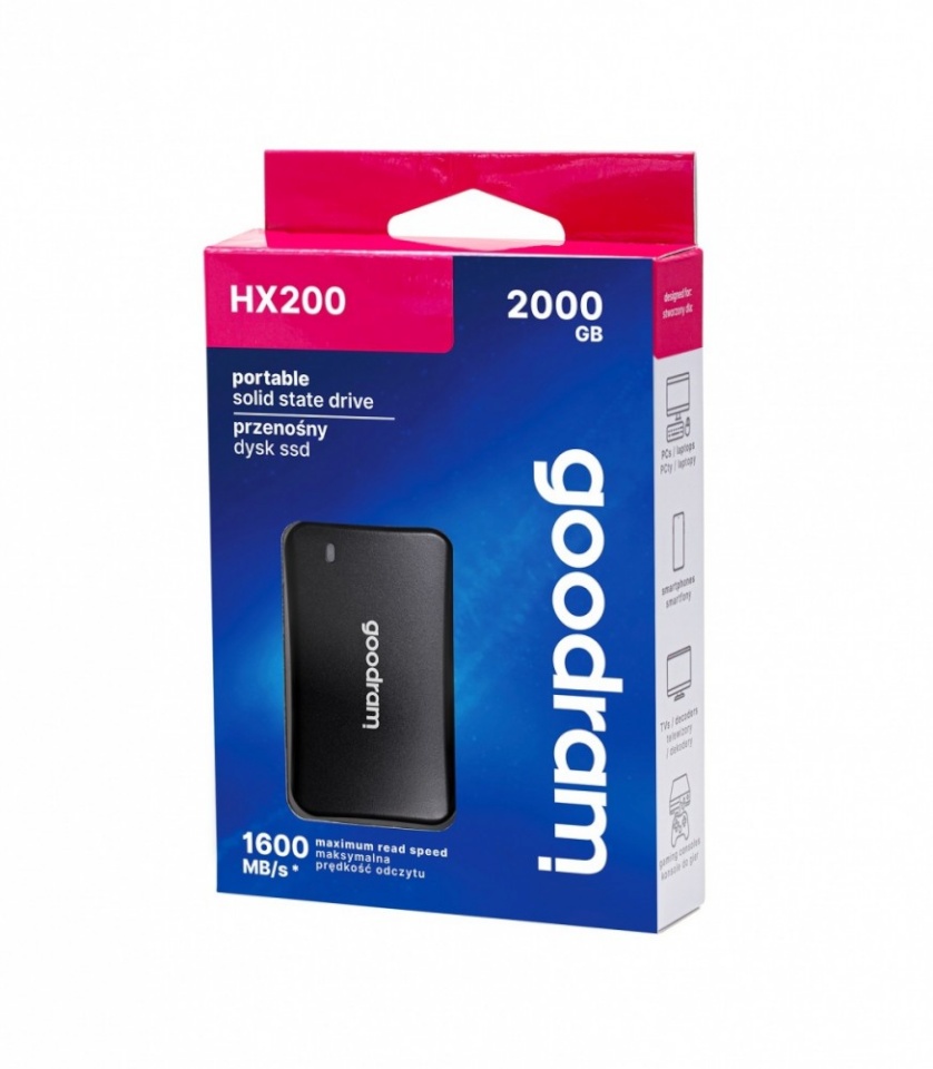 GOODRAM kõvaketas SSD drive HX200 2TB USB-C+A 1600/1500MB/s must