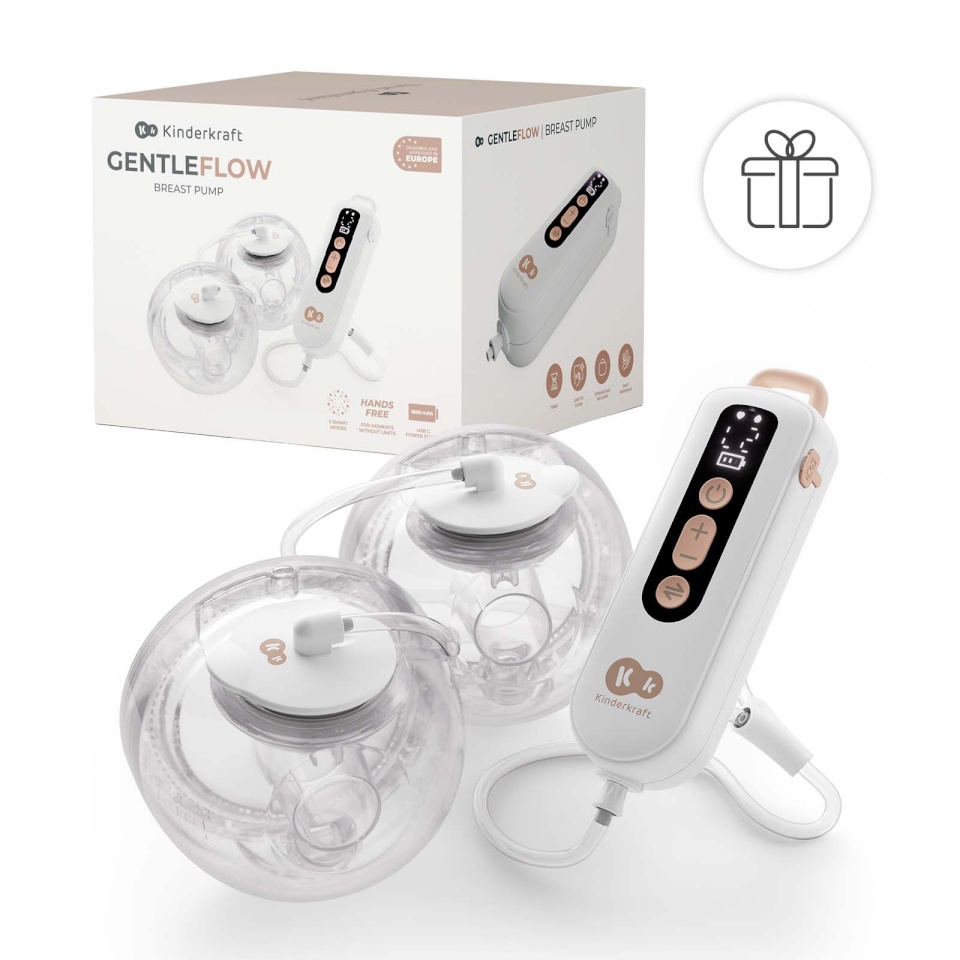 KINDERKRAFT topelt kaasaskantav elektriline rinnapump GENTLEFLOW, golden, KEGEFL00GLD0000