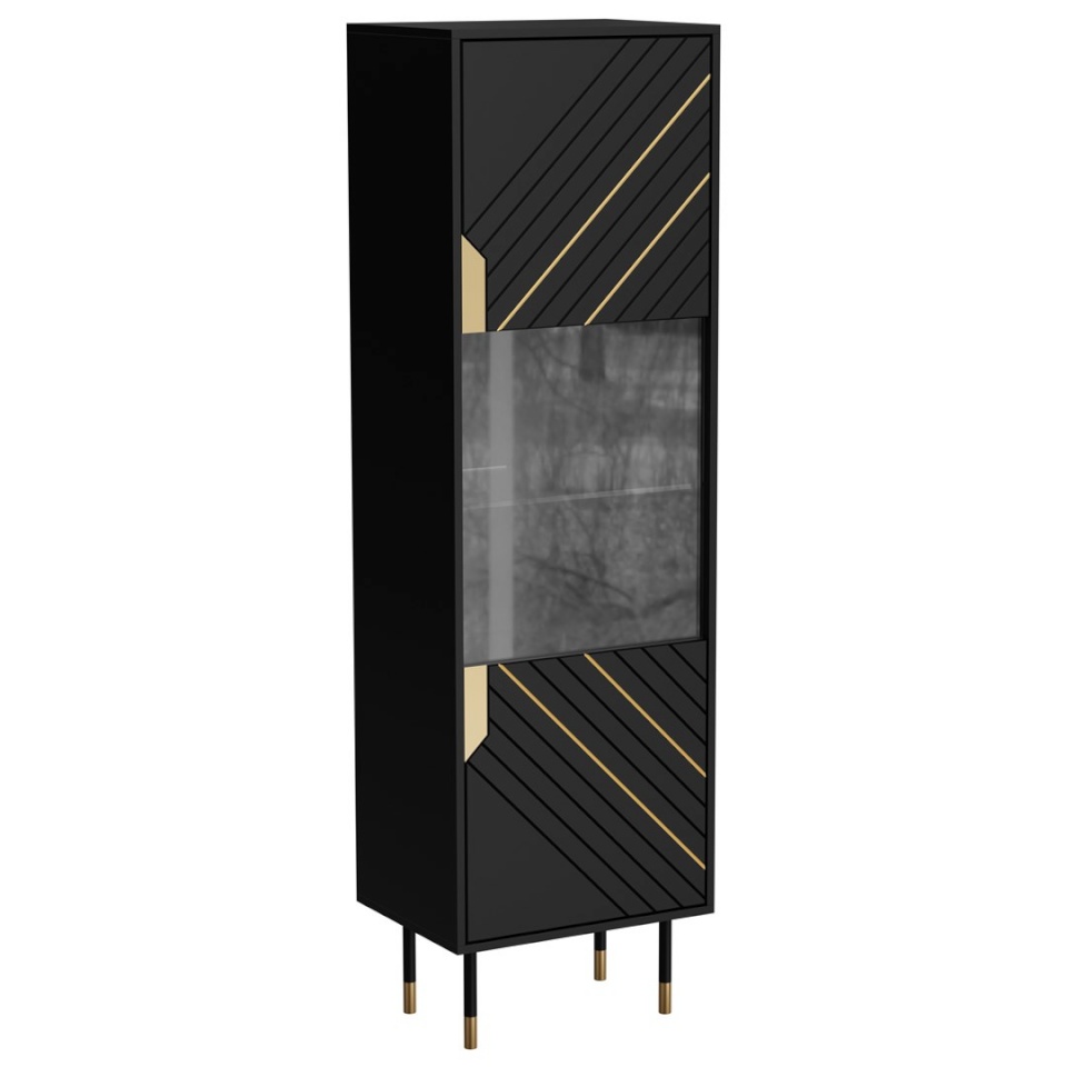 Cama Meble vitriinkapp MOUNTAIN display cabinet 54x40x180 must + kuldne