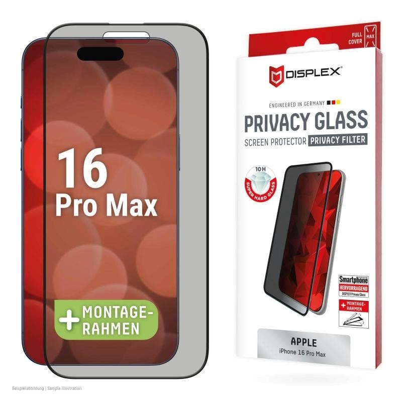 Displex kaitseklaas Apple iPhone 16 Pro Max Privacy Screen Glass Full Cover By Transparent