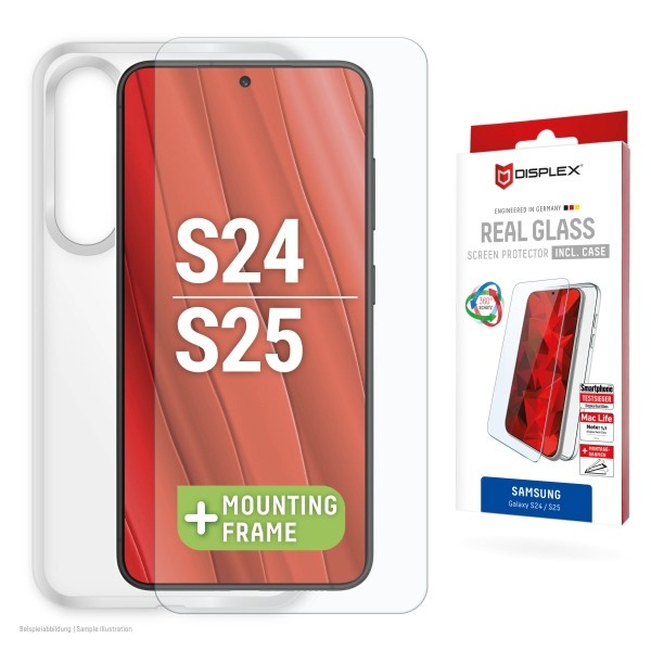 Displex kaitseklaas Samsung Galaxy S25/S24 Real Screen Glass + Case By Transparent