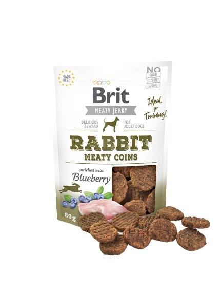 Brit maius koerale Jerky Rabbit Meaty Coins, 80g