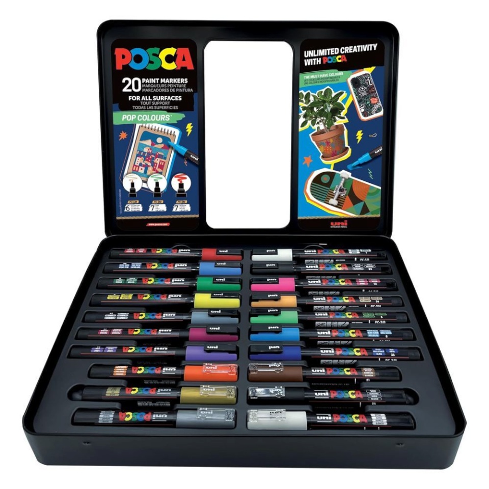 POSCA uni marker Pop Colours komplekt 20 tk metallkarbis
