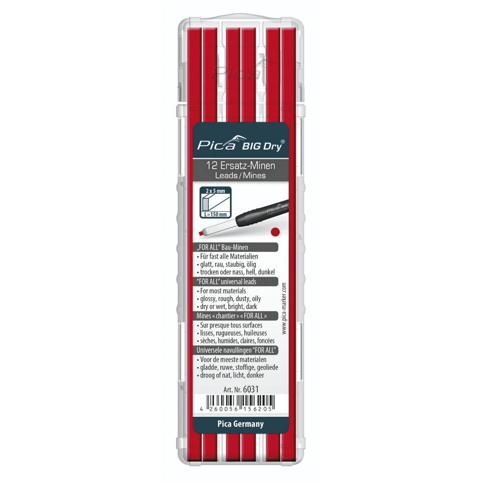 Pica marker BIG DRY Lead Set FOR ALL punane