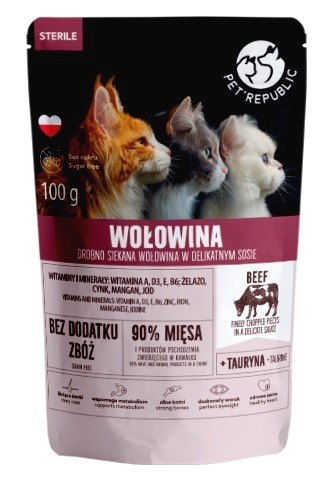 Petrepublic kassitoit PET REPUBLIC Sterile Beef finely chopped - Wet Cat Food- 100g