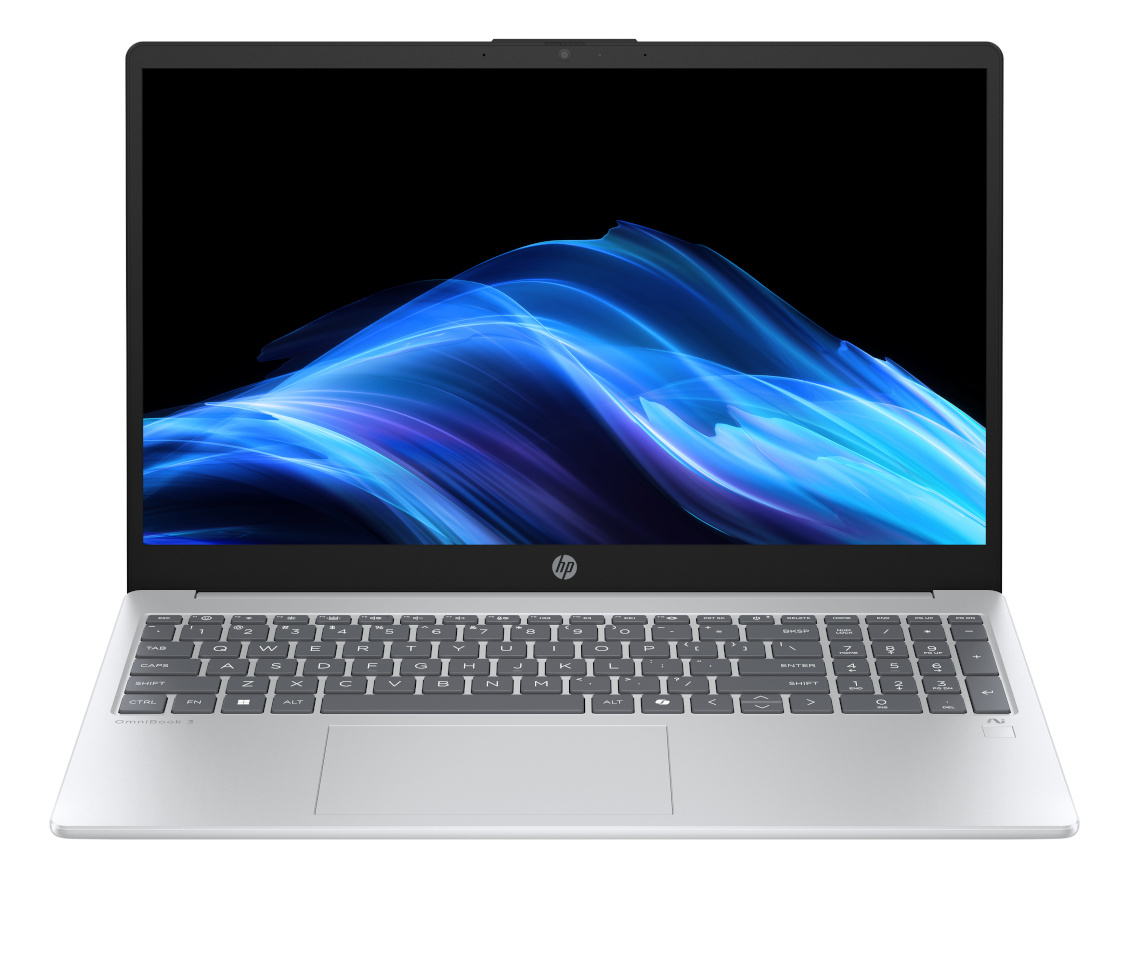 HP sülearvuti C42C3EA#B1R OmniBook 3 AI 15-fn0012ny - Ryzen AI 5 340, 16GB, 512B SSD, 15.6 FHD 300-nit matt, FPR, US keyboard, Glacier hõbedane, Win 11 Home