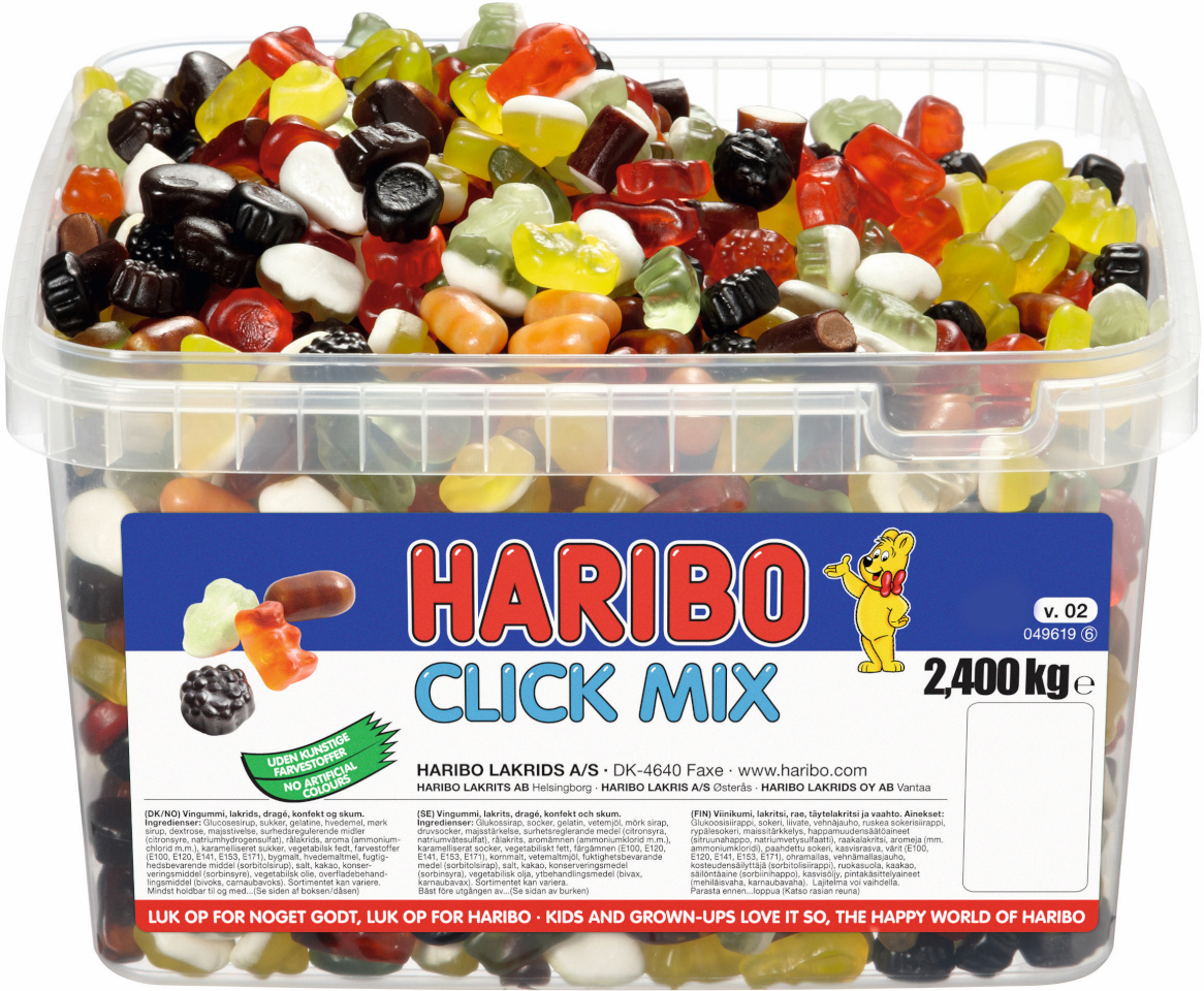 Haribo lahtised kommid Click Mix, 2,4kg