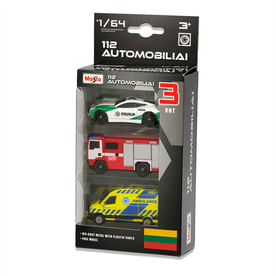 Maisto Die-Cast neatliekamās palīdzības transportlīdzekļi 1/64 112 AUTOMOBILIAI, 12456