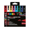 POSCA uni marker PC-5BR, pintselots, 8 tk, põhivärvid