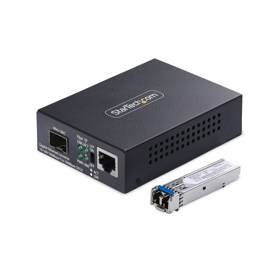 StarTech Gigabit Singlemode SM LC Glasfaser-Medienkonverter 10 100 oder 1000Mbps 20 km RJ45 zu LC Vollmetallgehuse TAA