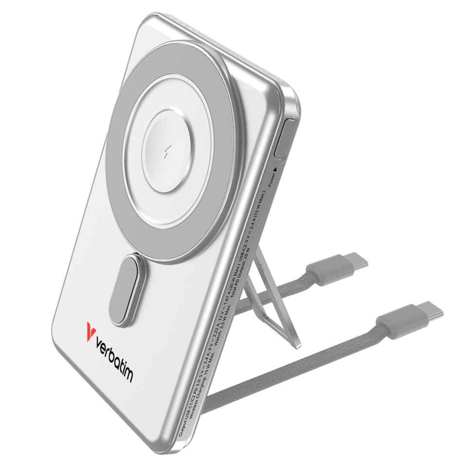 Verbatim akupank Charge´n´Go 2C 5000mAh magn. PB silb.inkl.2 Kabel 32276