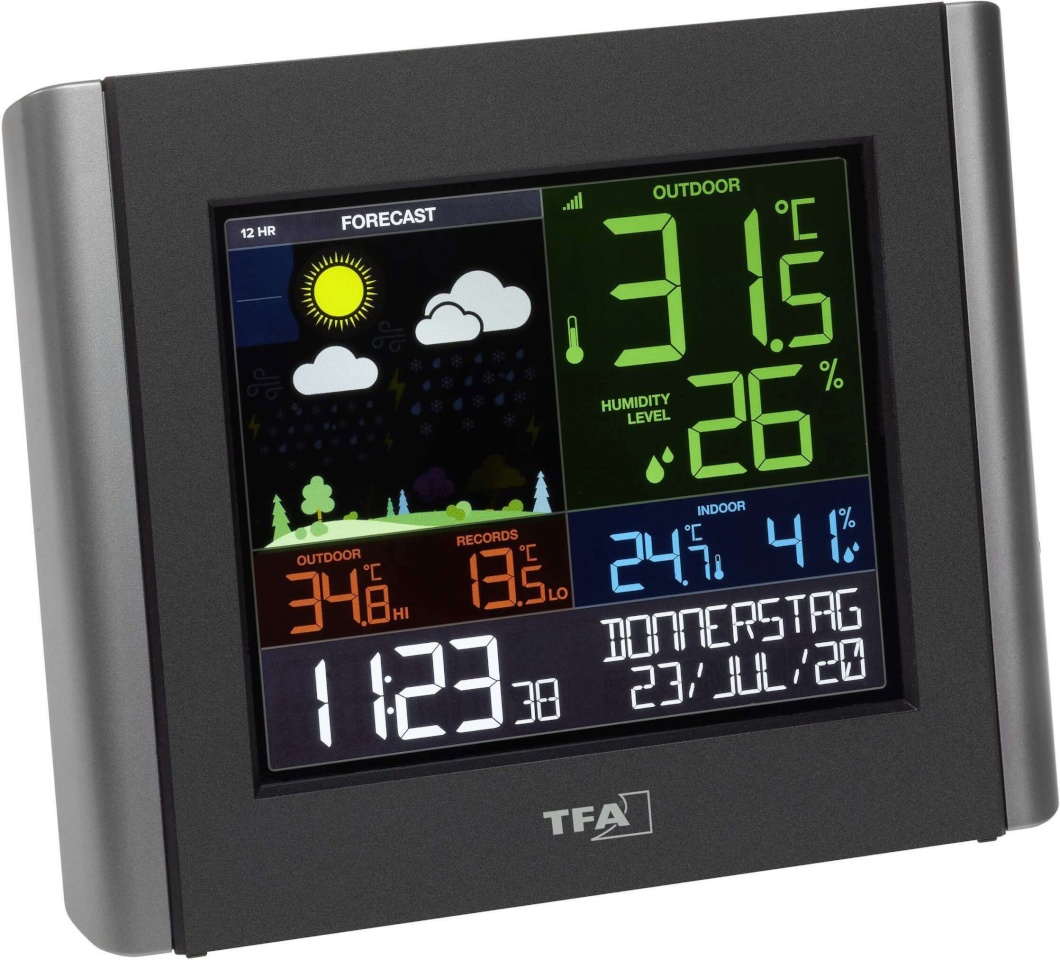 Suomen Lämpömittari termomeeter 8410 Weather Station with Color Display and Wifi Connection, must