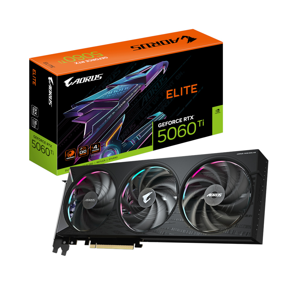 Gigabyte videokaart nVidia GeForce AORUS RTX 5060 Ti ELITE 16GB