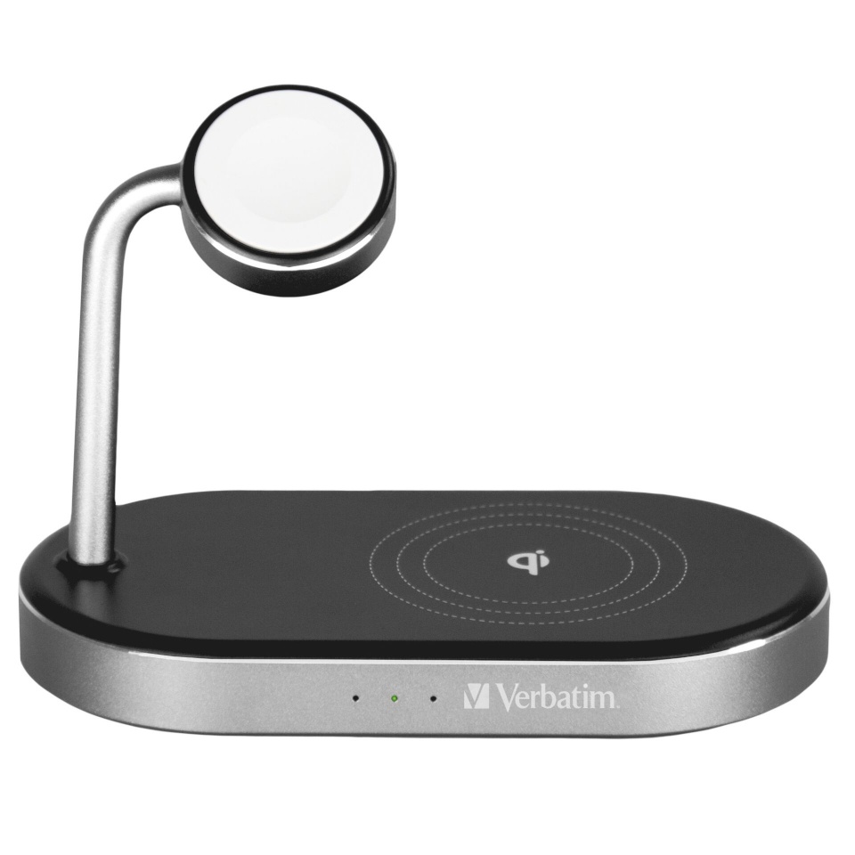 Verbatim juhtmevaba laadija Verbatim WCS-02 Aluminium 3-in-1 Qi MFi WiFi+Apple Watch Charger