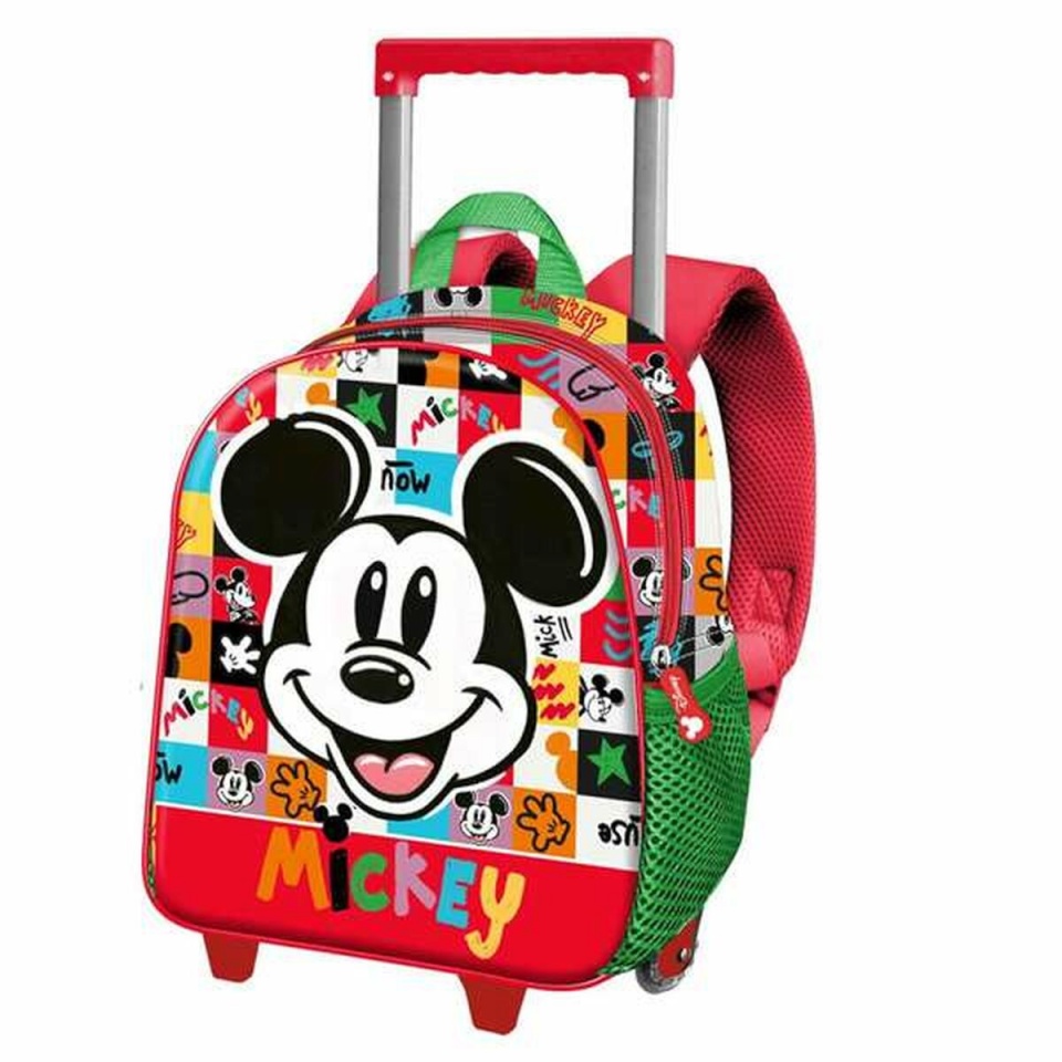Disney ratastega koolikott Mood punane roheline 26x13x34cm