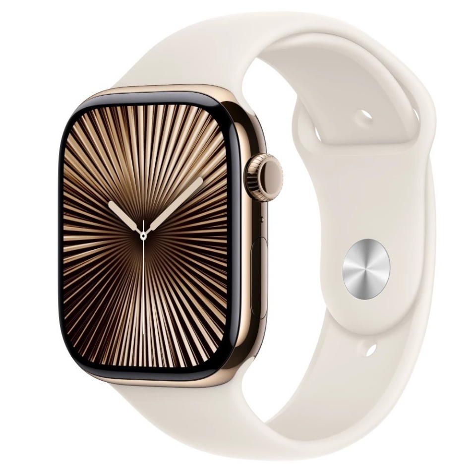 Apple nutikell Watch Series 10 GPS + Cellular 46 mm Gold Titanium Case with Starlight Sport Band - S/M
